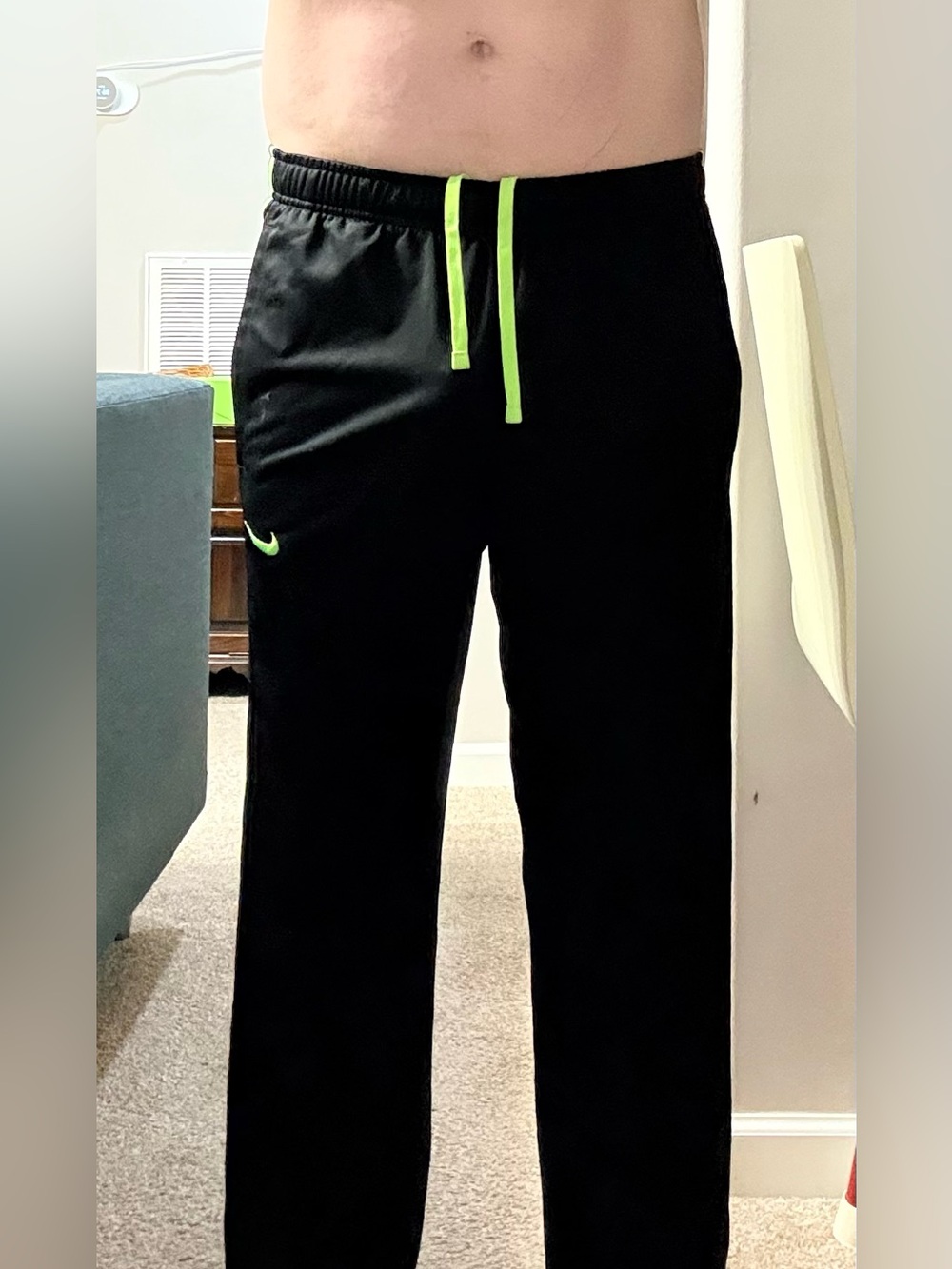 Nike Black Track Pants with Neon Green Accents
